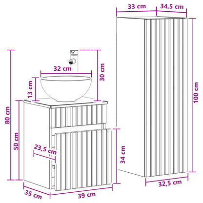 vidaXL Bathroom Furniture Set 2 pcs White 33 x 34.5 x 100 cm