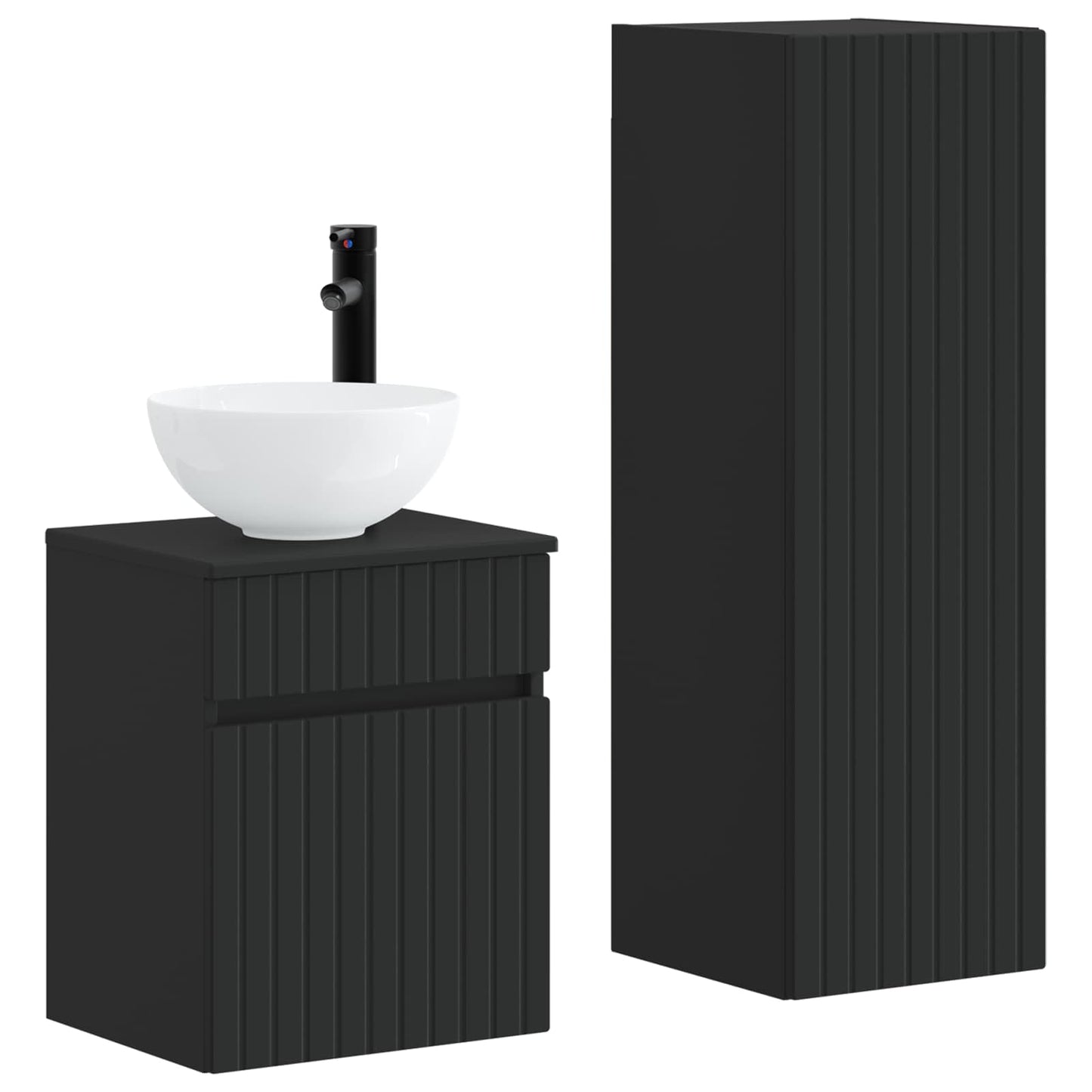 vidaXL Bathroom Furniture Set 2 pcs Black 33 x 34.5 x 100 cm