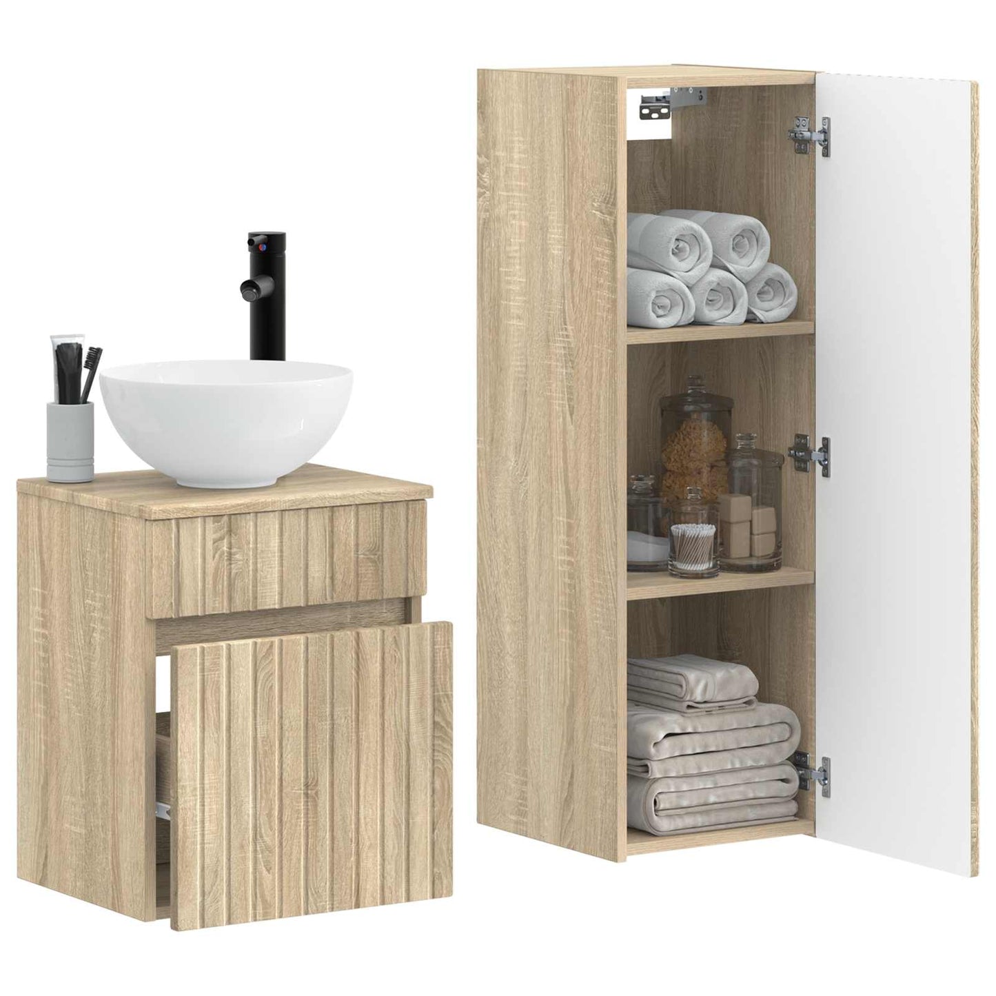 vidaXL Bathroom Furniture Set 2 pcs Sonoma Oak 33 x 34.5 x 100 cm