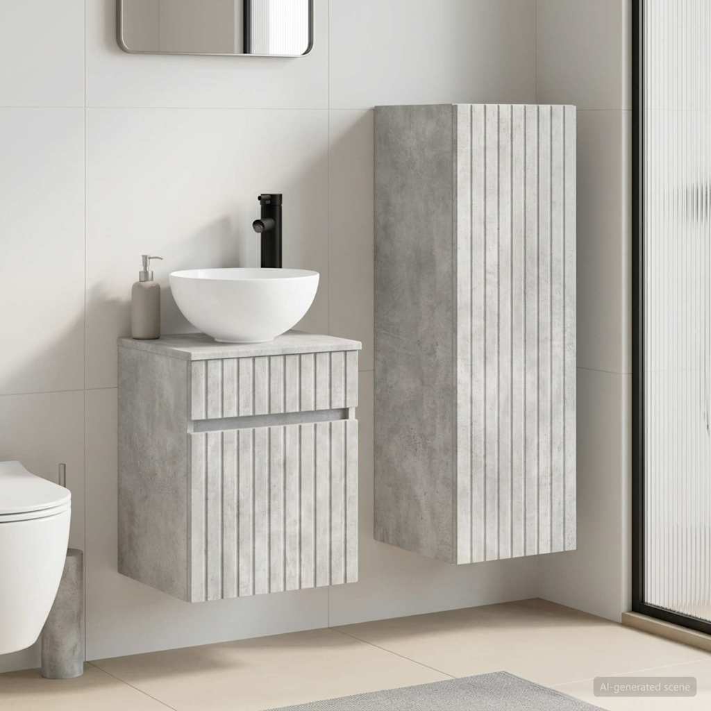 vidaXL Bathroom Furniture Set 2 pcs Concrete Grey 33 x 34.5 x 100 cm
