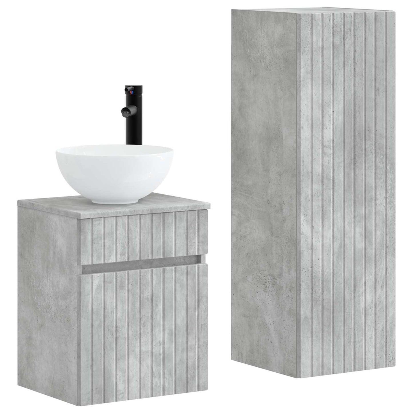 vidaXL Bathroom Furniture Set 2 pcs Concrete Grey 33 x 34.5 x 100 cm