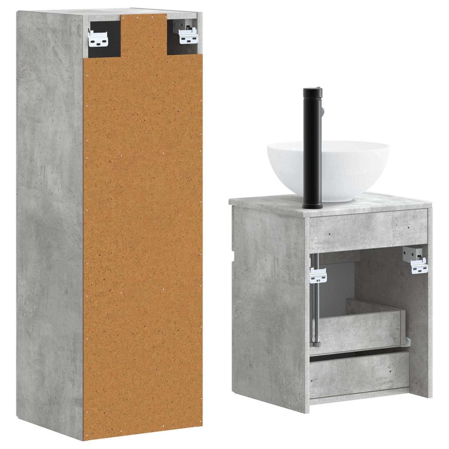 vidaXL Bathroom Furniture Set 2 pcs Concrete Grey 33 x 34.5 x 100 cm