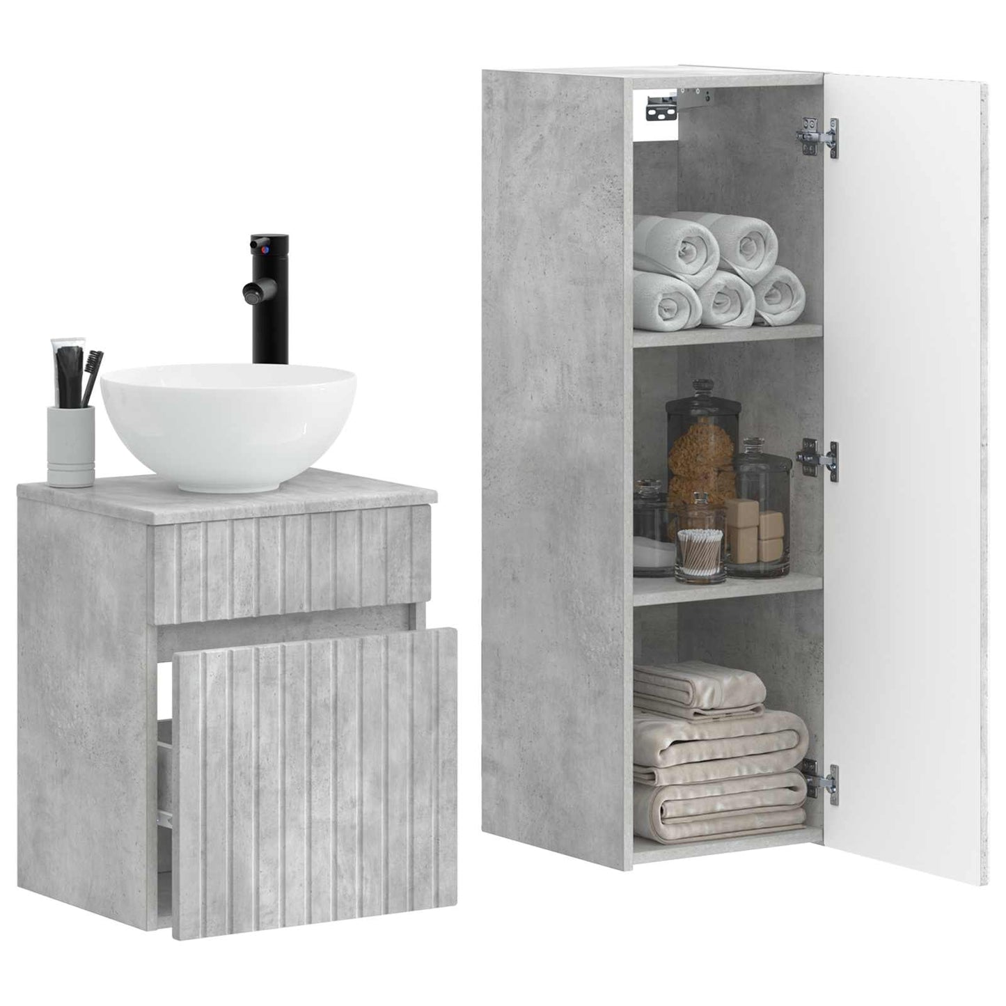 vidaXL Bathroom Furniture Set 2 pcs Concrete Grey 33 x 34.5 x 100 cm