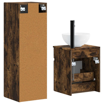 vidaXL Bathroom Furniture Set 2 pcs Smoked Oak 33 x 34.5 x 100 cm