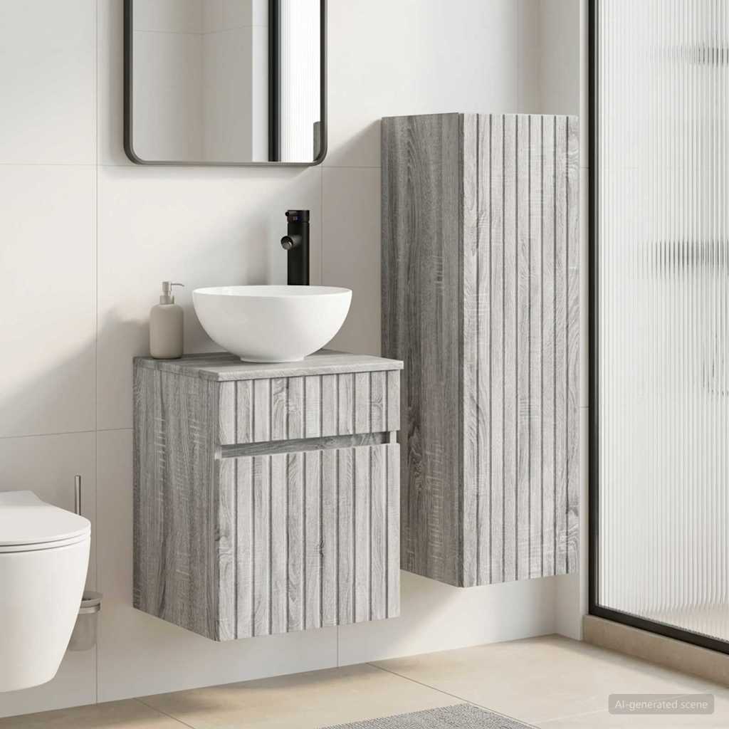 vidaXL Bathroom Furniture Set 2 pcs Grey Sonoma 33 x 34.5 x 100 cm