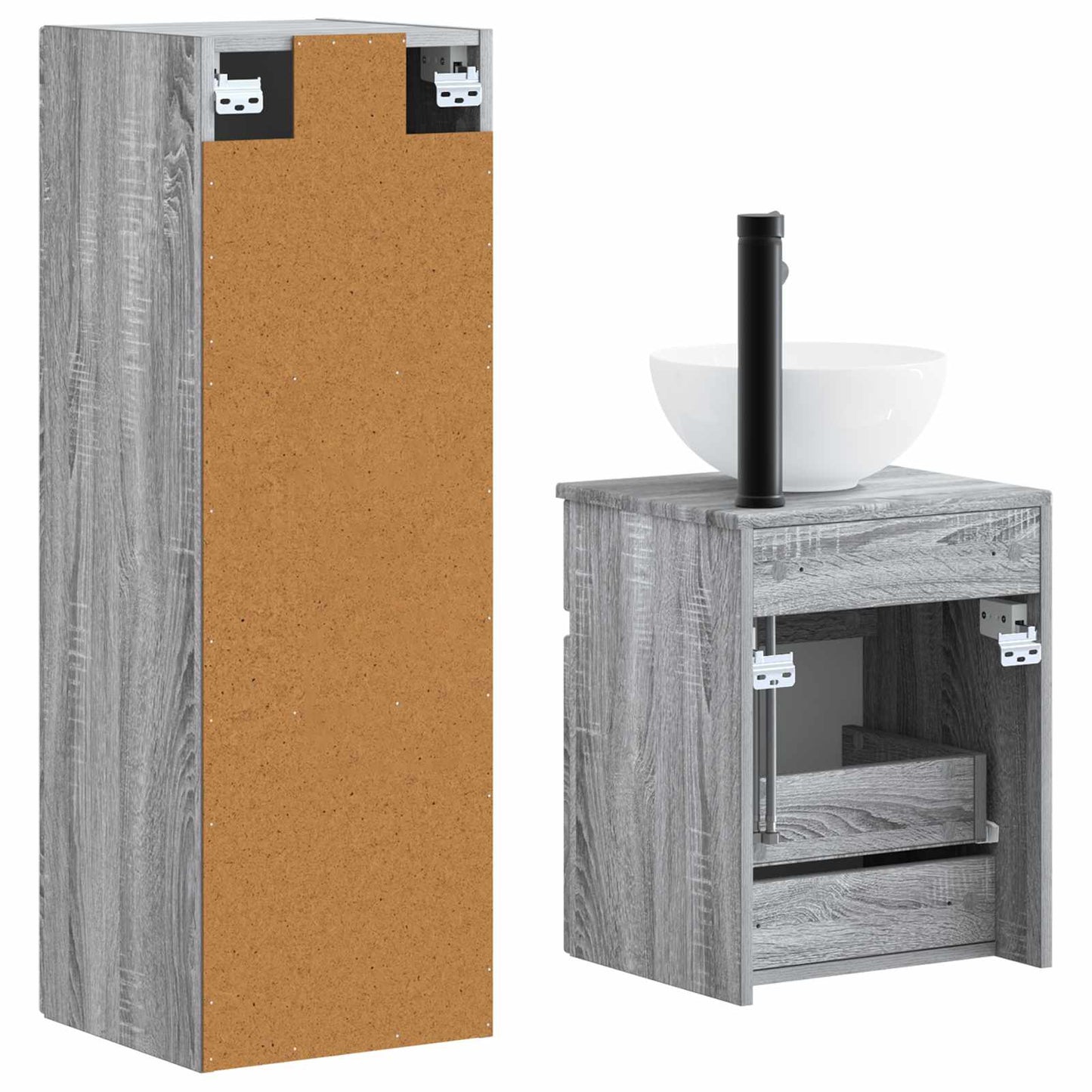 vidaXL Bathroom Furniture Set 2 pcs Grey Sonoma 33 x 34.5 x 100 cm