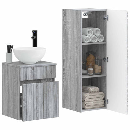 vidaXL Bathroom Furniture Set 2 pcs Grey Sonoma 33 x 34.5 x 100 cm