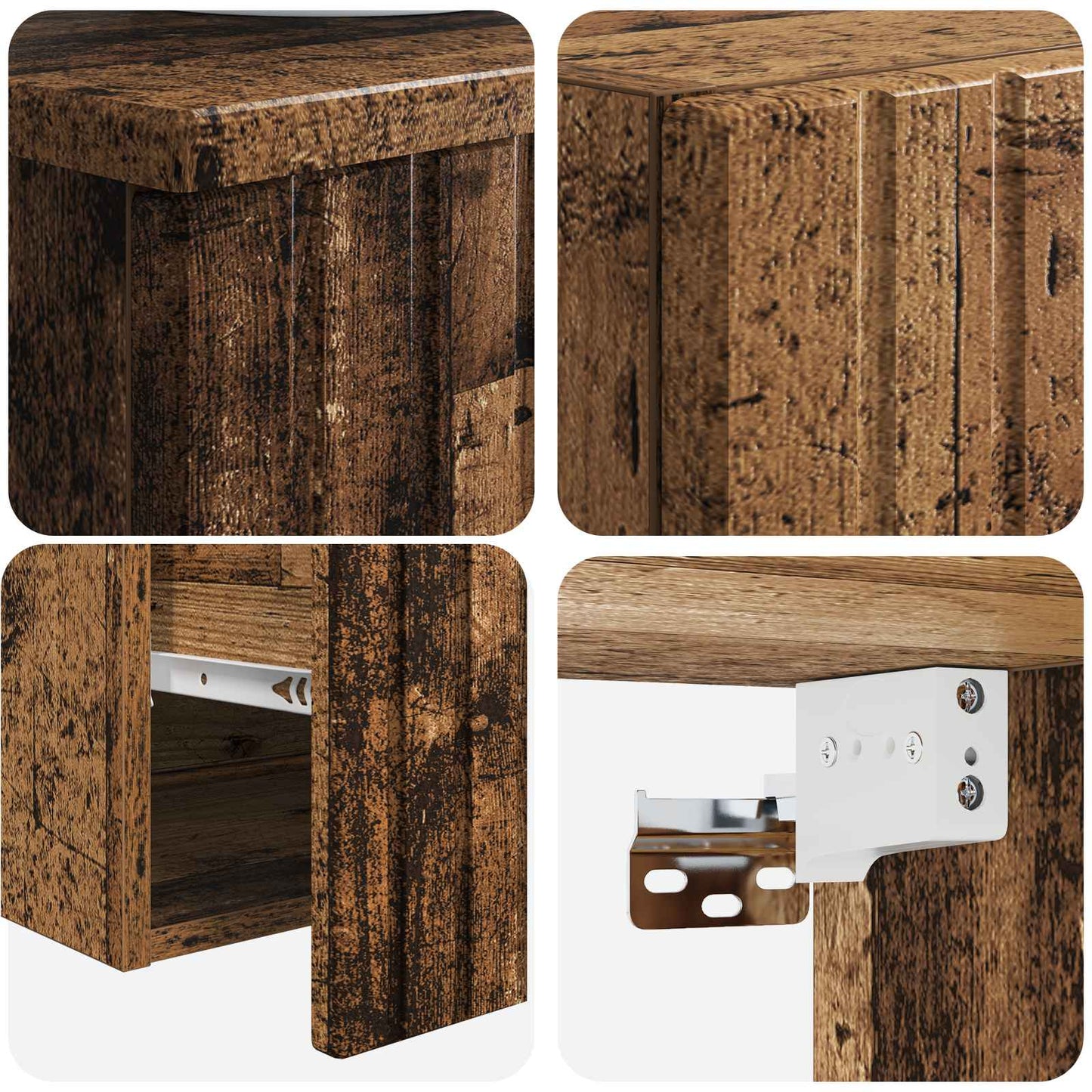 vidaXL Bathroom Furniture Set 2 pcs Old Wood 33 x 34.5 x 100 cm
