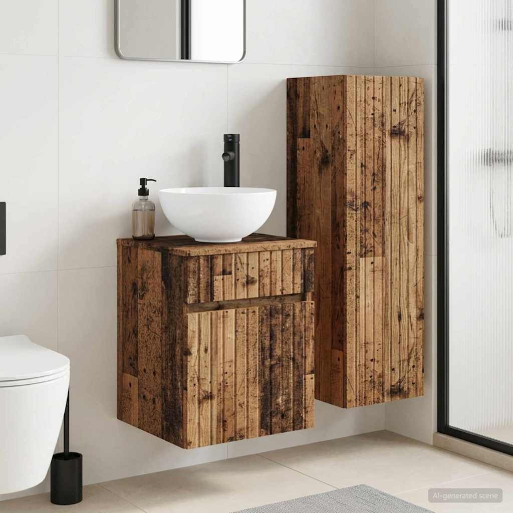 vidaXL Bathroom Furniture Set 2 pcs Old Wood 33 x 34.5 x 100 cm