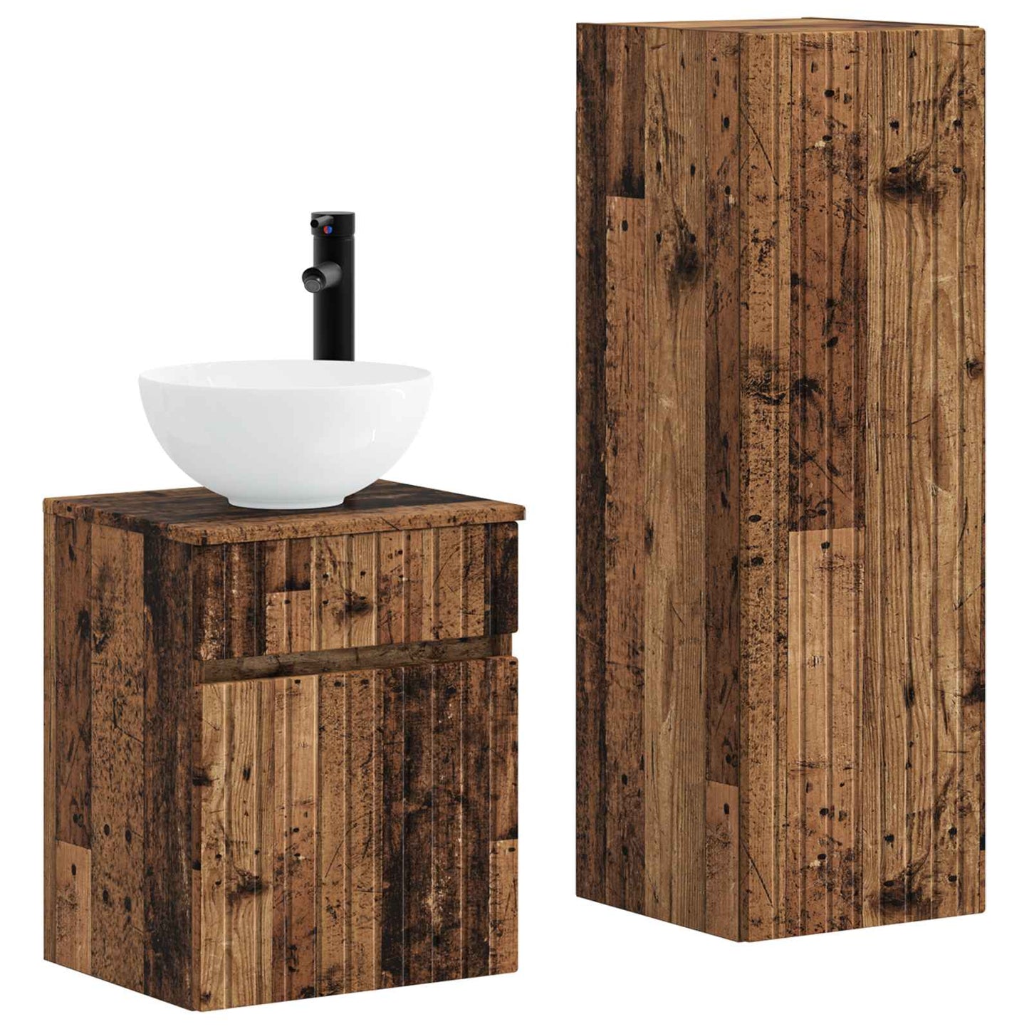 vidaXL Bathroom Furniture Set 2 pcs Old Wood 33 x 34.5 x 100 cm