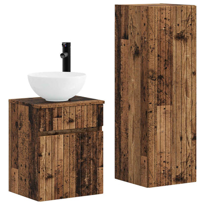 vidaXL Bathroom Furniture Set 2 pcs Old Wood 33 x 34.5 x 100 cm