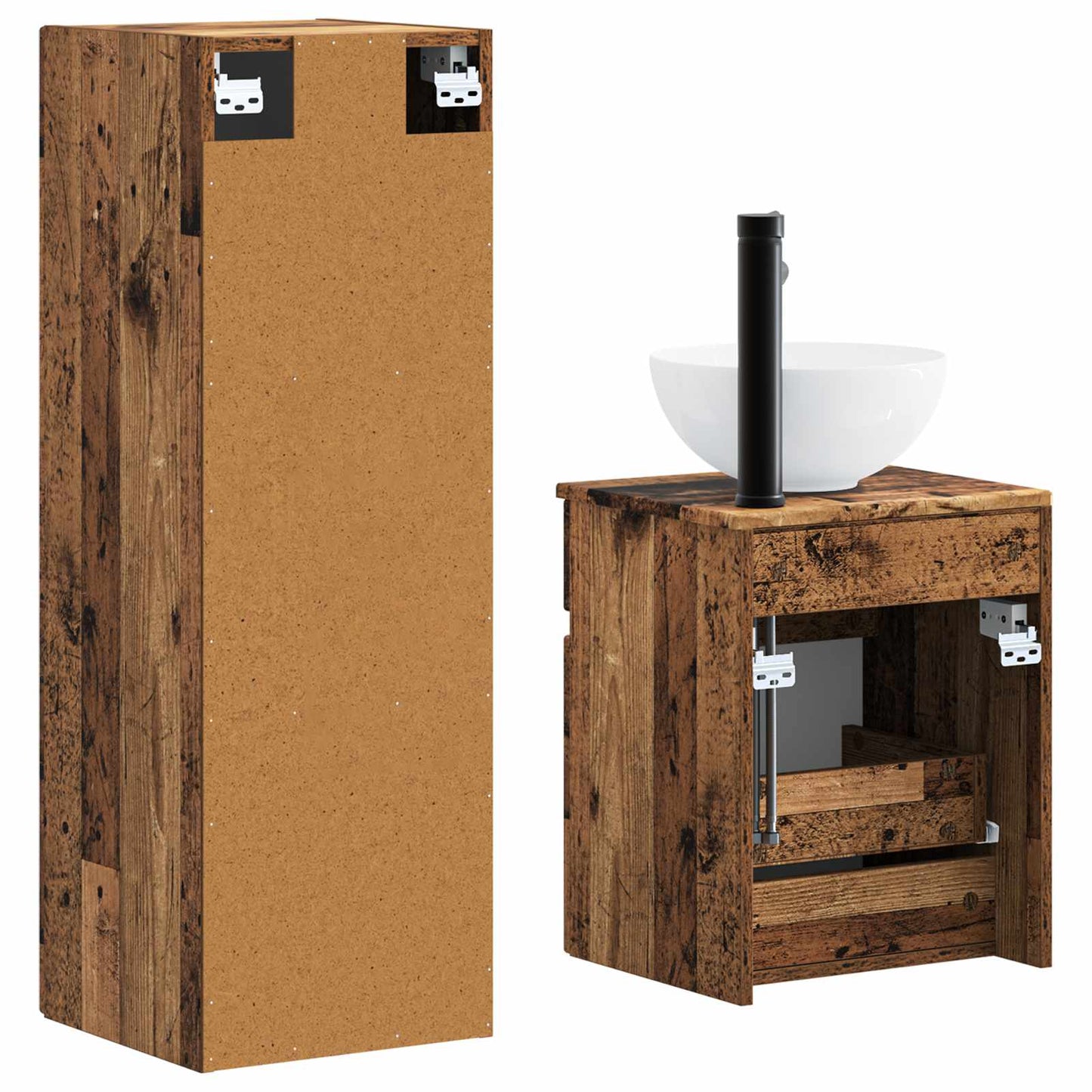 vidaXL Bathroom Furniture Set 2 pcs Old Wood 33 x 34.5 x 100 cm
