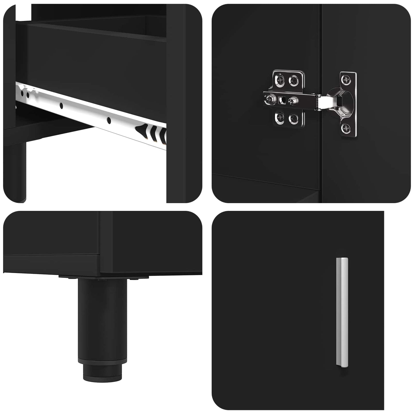 vidaXL Bathroom Vanity Unit Black 60 x 35 x 60 cm Engineered Wood