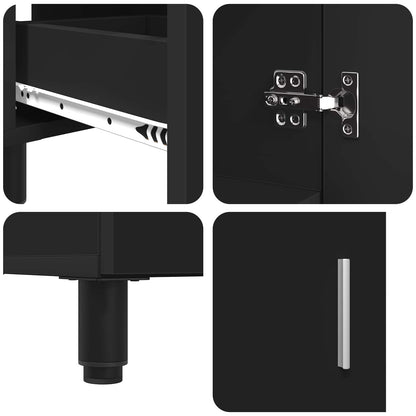 vidaXL Bathroom Vanity Unit Black 60 x 35 x 60 cm Engineered Wood