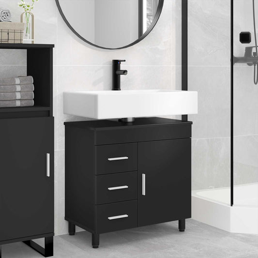vidaXL Bathroom Vanity Unit Black 60 x 35 x 60 cm Engineered Wood