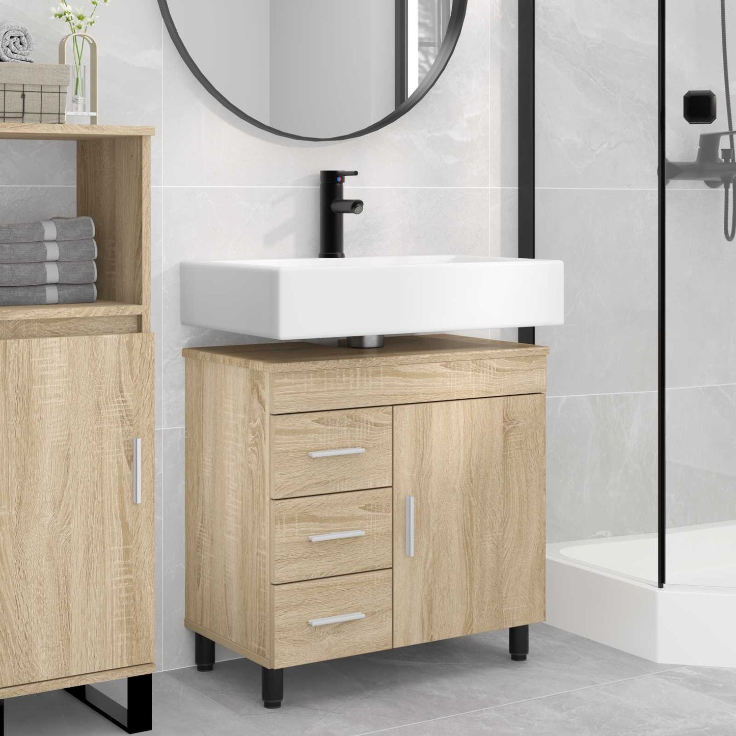 vidaXL Bathroom Vanity Unit Sonoma Oak 60 x 35 x 60 cm Engineered Wood