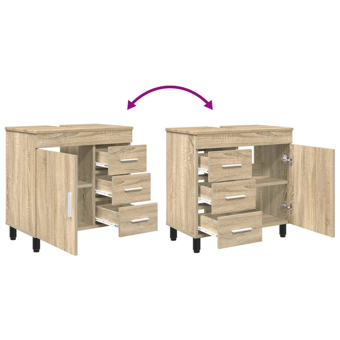 vidaXL Bathroom Vanity Unit Sonoma Oak 60 x 35 x 60 cm Engineered Wood