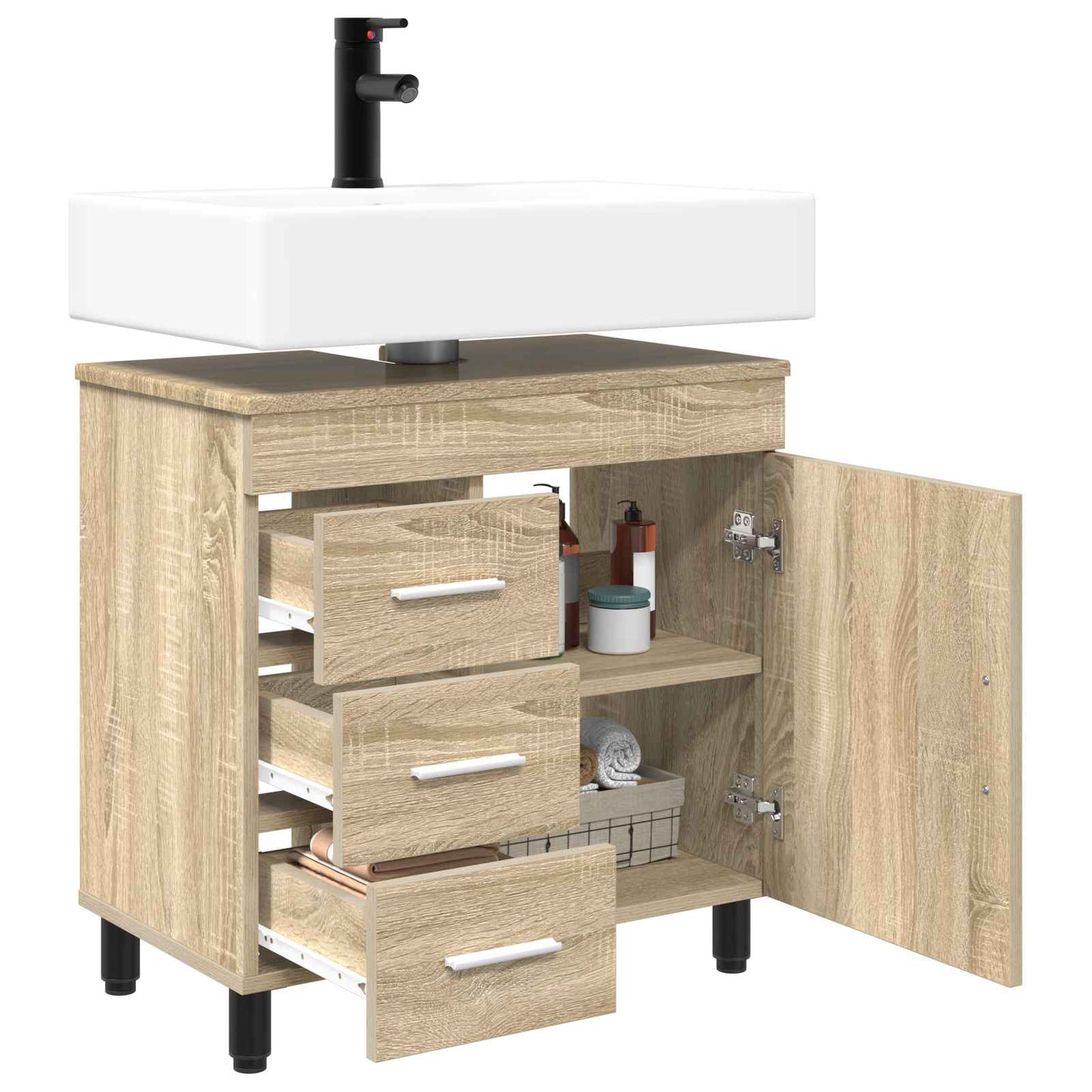 vidaXL Bathroom Vanity Unit Sonoma Oak 60 x 35 x 60 cm Engineered Wood