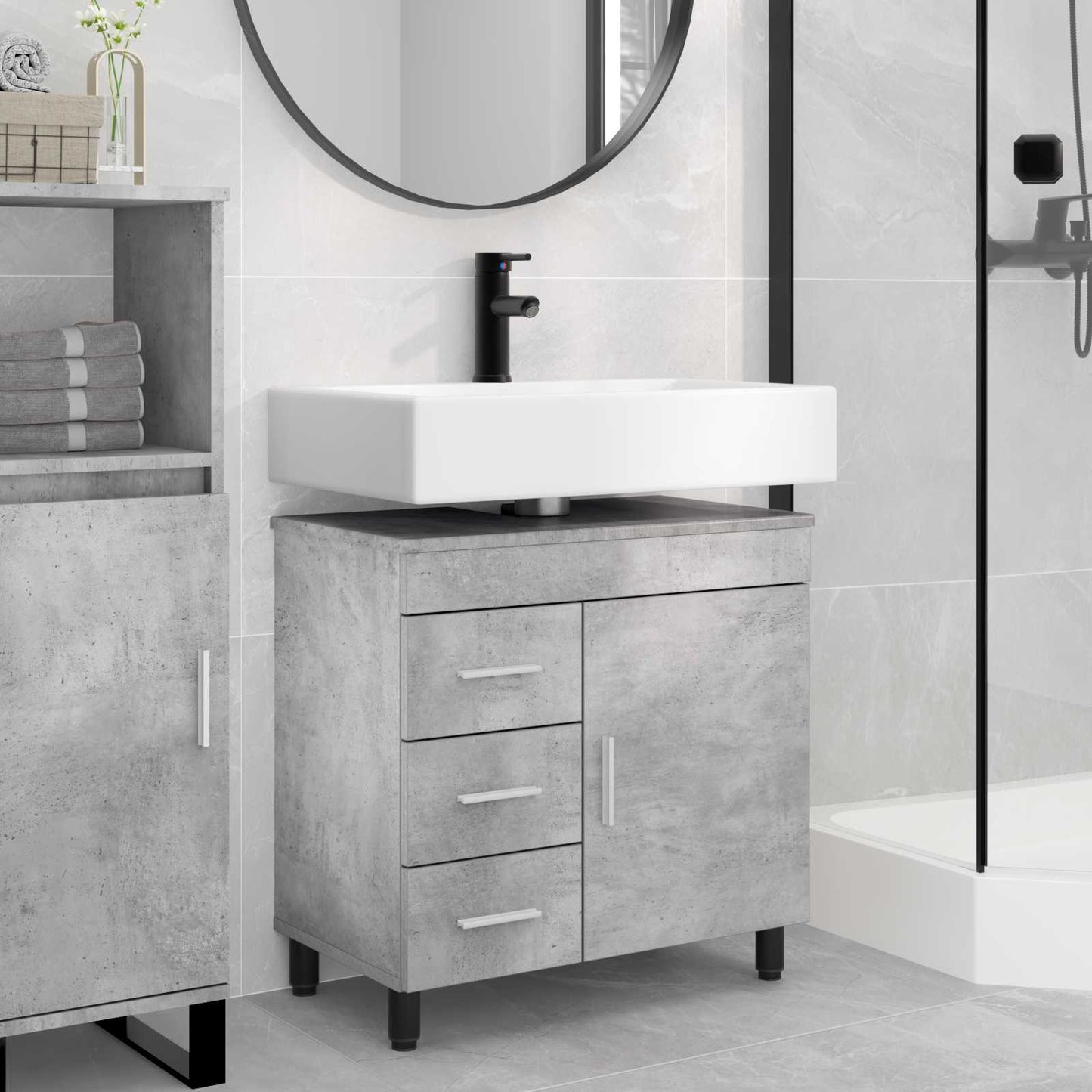 vidaXL Bathroom Vanity Unit Concrete Grey 60 x 35 x 60 cm