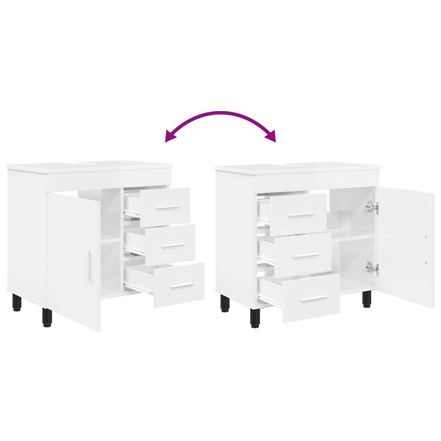 vidaXL Bathroom Vanity Unit High Gloss White 60 x 35 x 60 cm