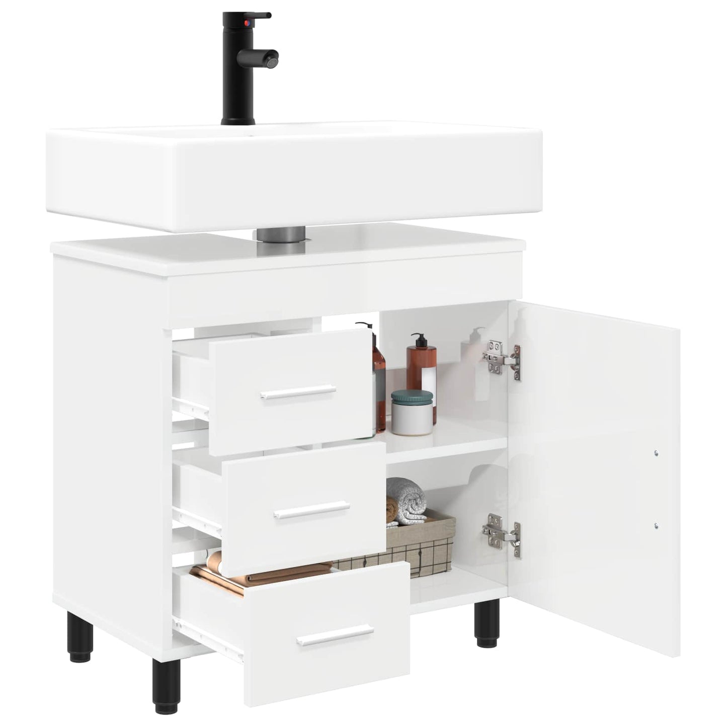 vidaXL Bathroom Vanity Unit High Gloss White 60 x 35 x 60 cm