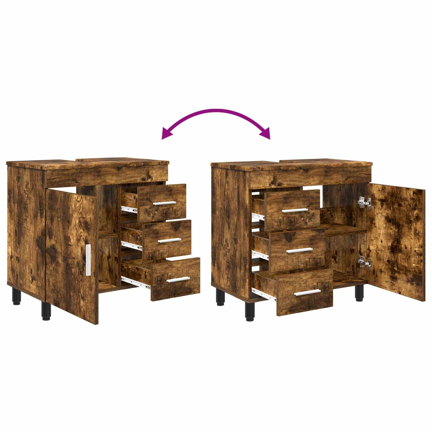 vidaXL Bathroom Vanity Unit Smoked Oak 60 x 35 x 60 cm Engineered Wood