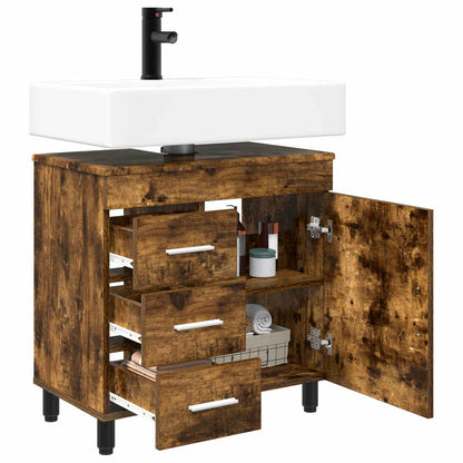 vidaXL Bathroom Vanity Unit Smoked Oak 60 x 35 x 60 cm Engineered Wood