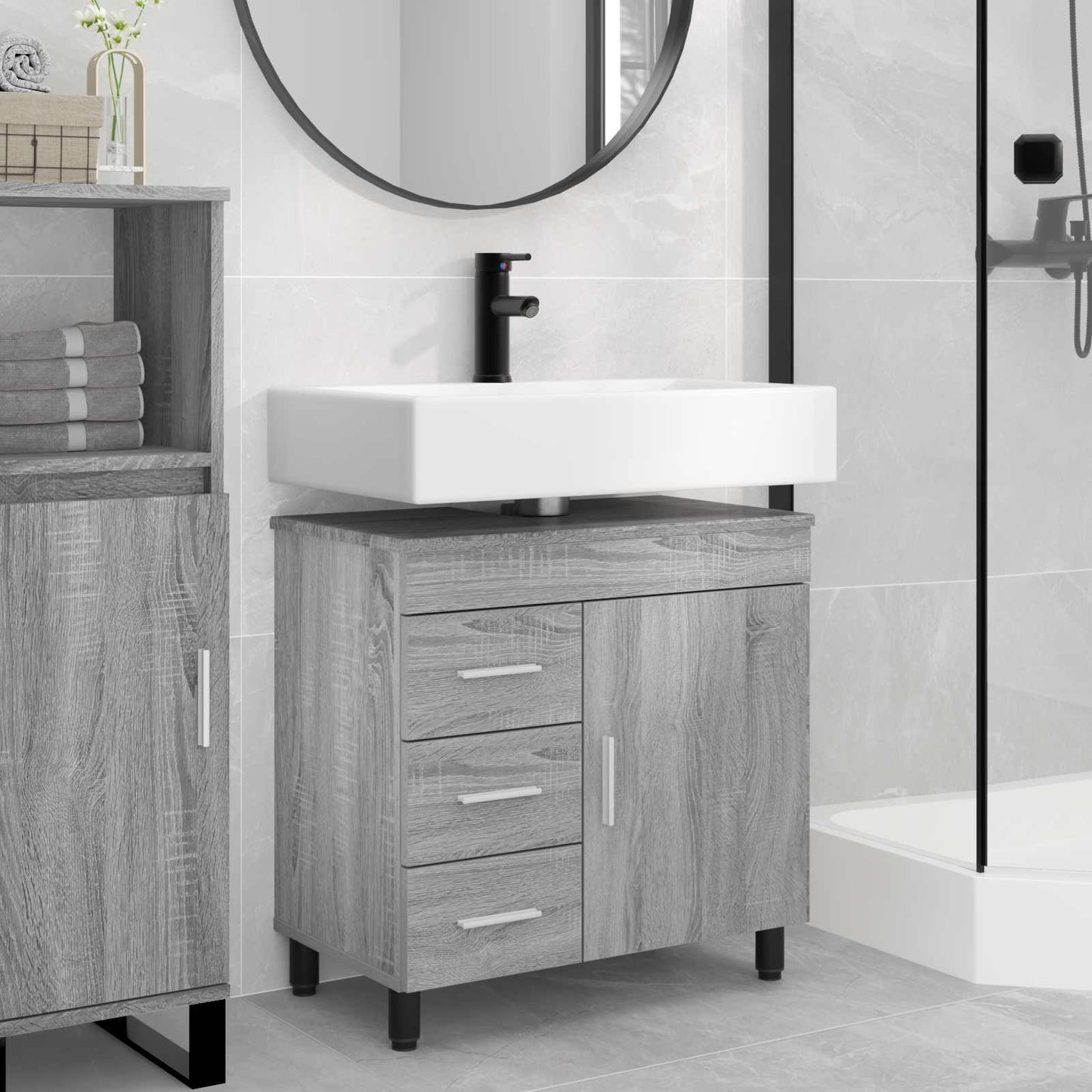 vidaXL Bathroom Vanity Unit Grey Sonoma 60 x 35 x 60 cm