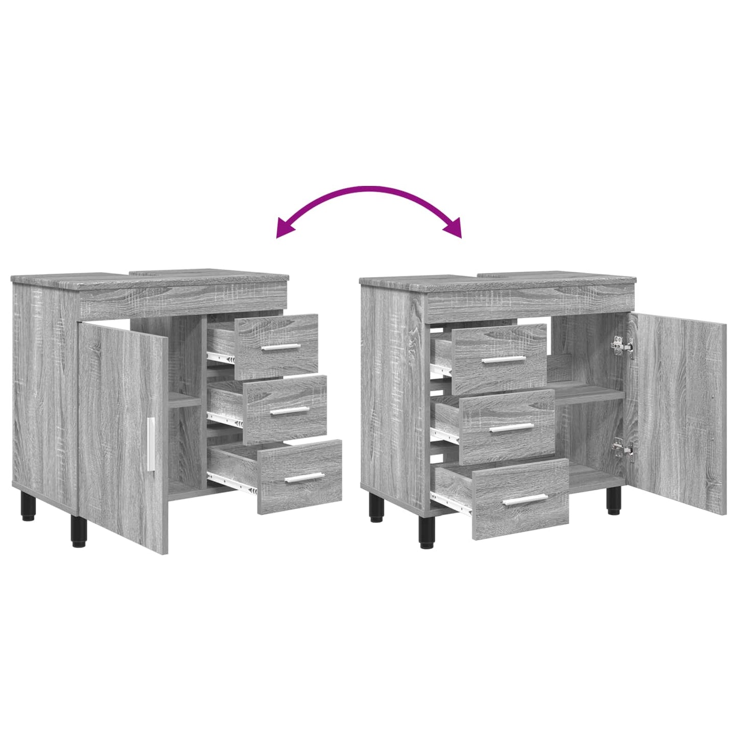 vidaXL Bathroom Vanity Unit Grey Sonoma 60 x 35 x 60 cm