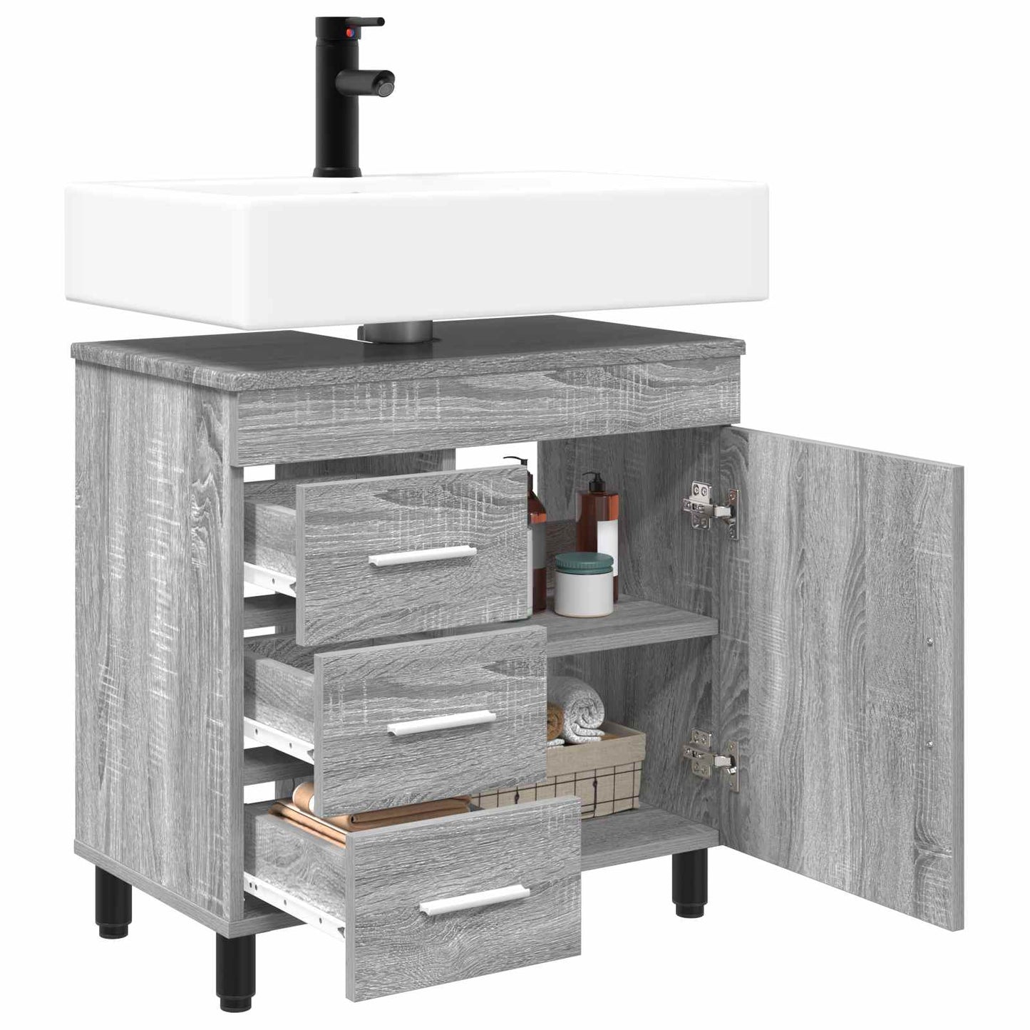 vidaXL Bathroom Vanity Unit Grey Sonoma 60 x 35 x 60 cm