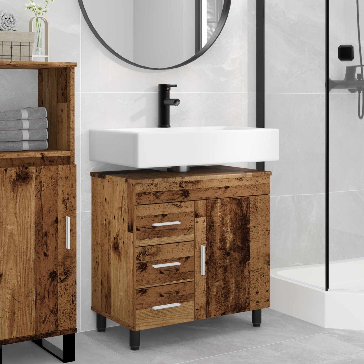 vidaXL Bathroom Vanity Unit Old Wood 60 x 35 x 60 cm Engineered Wood