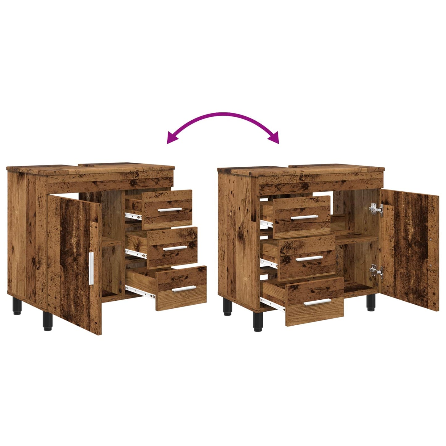 vidaXL Bathroom Vanity Unit Old Wood 60 x 35 x 60 cm Engineered Wood