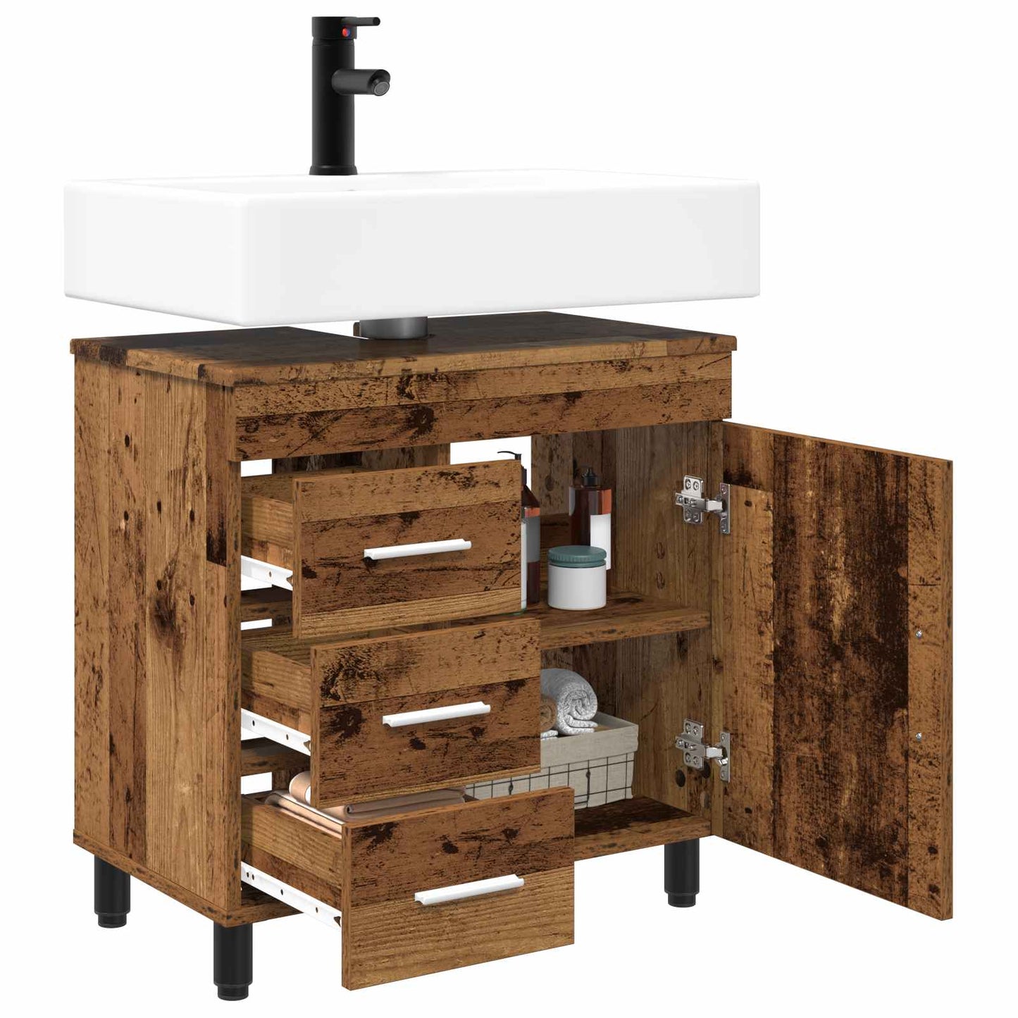 vidaXL Bathroom Vanity Unit Old Wood 60 x 35 x 60 cm Engineered Wood