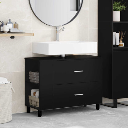 vidaXL Bathroom Vanity Unit Black 80 x 35 x 60 cm Engineered Wood
