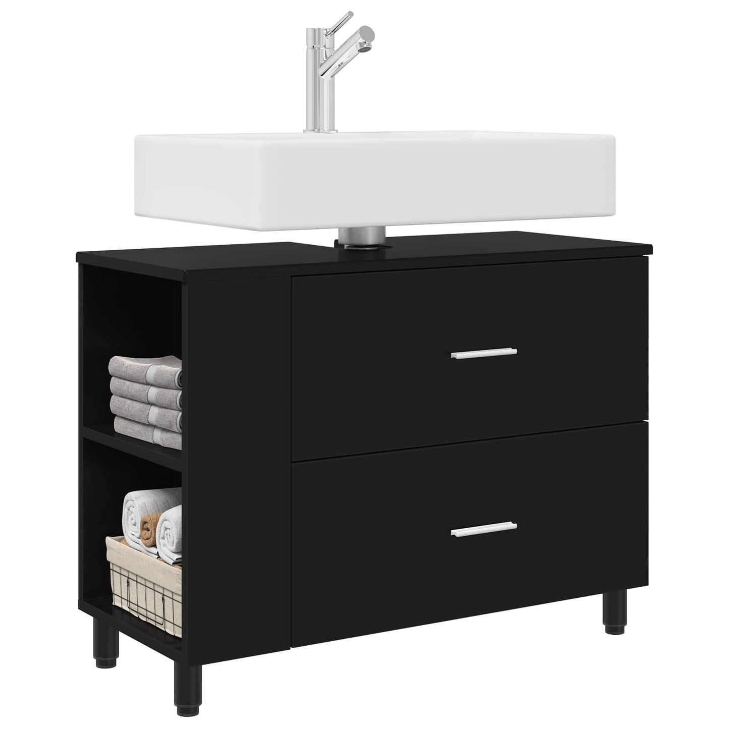 vidaXL Bathroom Vanity Unit Black 80 x 35 x 60 cm Engineered Wood