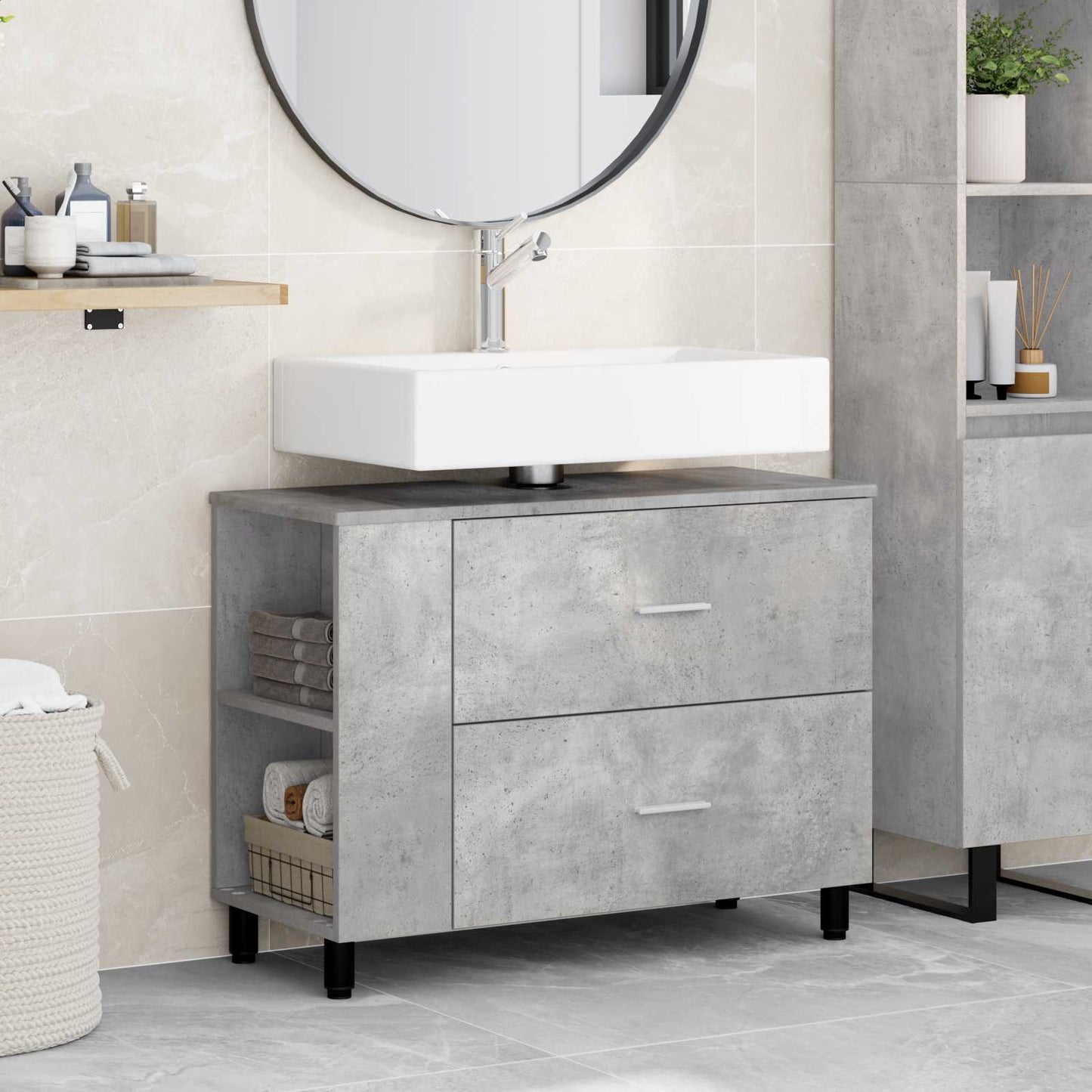 vidaXL Bathroom Vanity Unit Concrete Grey 80 x 35 x 60 cm