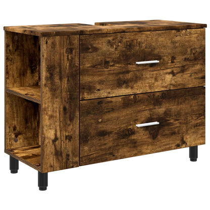 vidaXL Bathroom Vanity Unit Smoked Oak 80 x 35 x 60 cm Engineered Wood