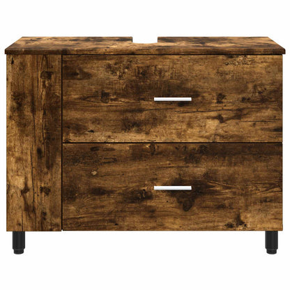 vidaXL Bathroom Vanity Unit Smoked Oak 80 x 35 x 60 cm Engineered Wood