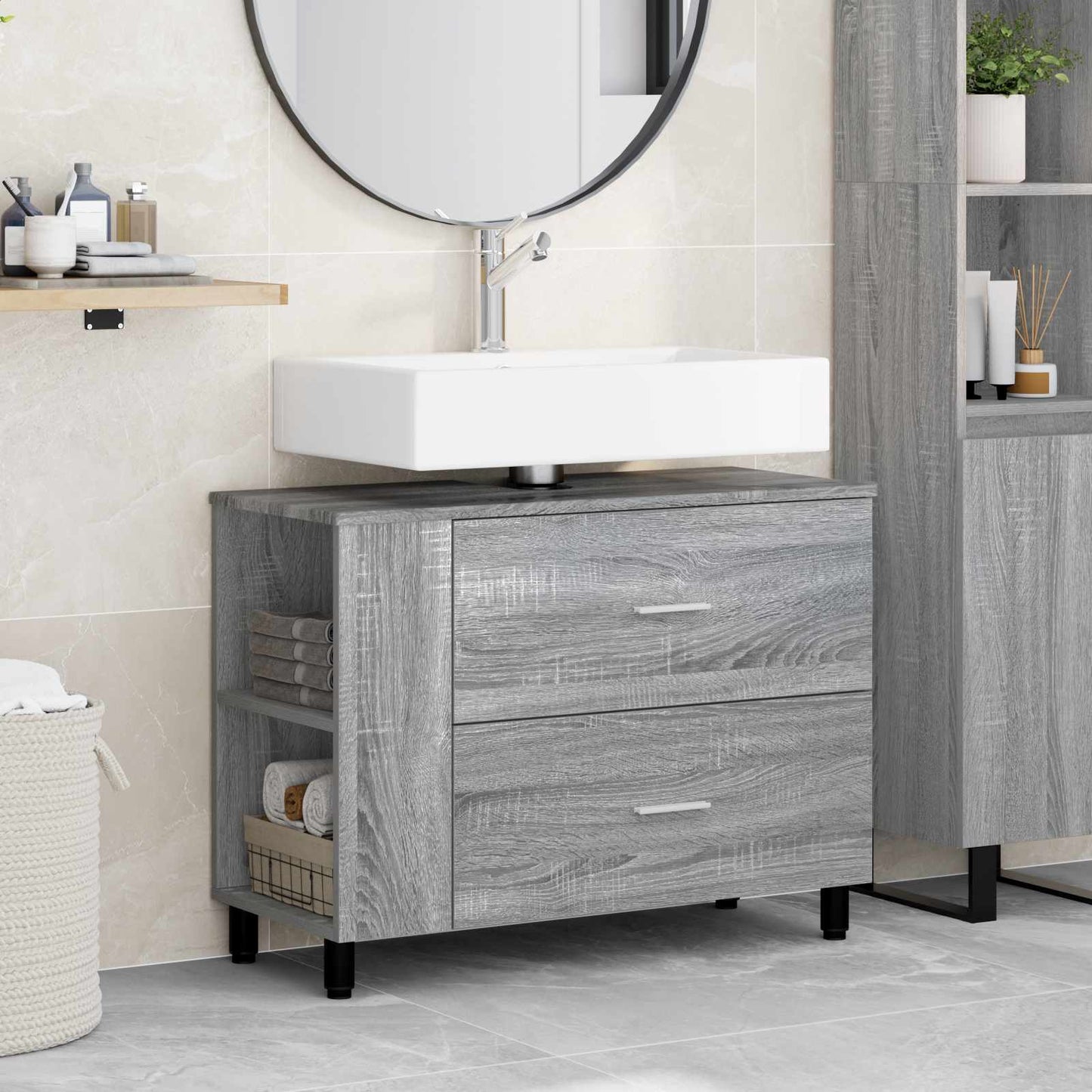 vidaXL Bathroom Vanity Unit Grey Sonoma 80 x 35 x 60 cm