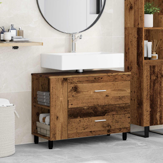 vidaXL Bathroom Vanity Unit Old Wood 80 x 35 x 60 cm Engineered Wood