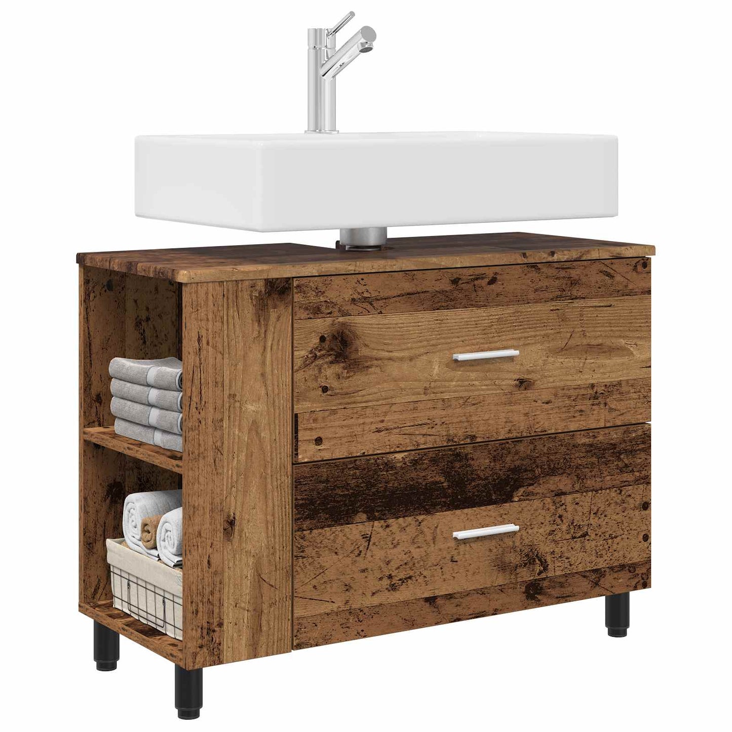 vidaXL Bathroom Vanity Unit Old Wood 80 x 35 x 60 cm Engineered Wood