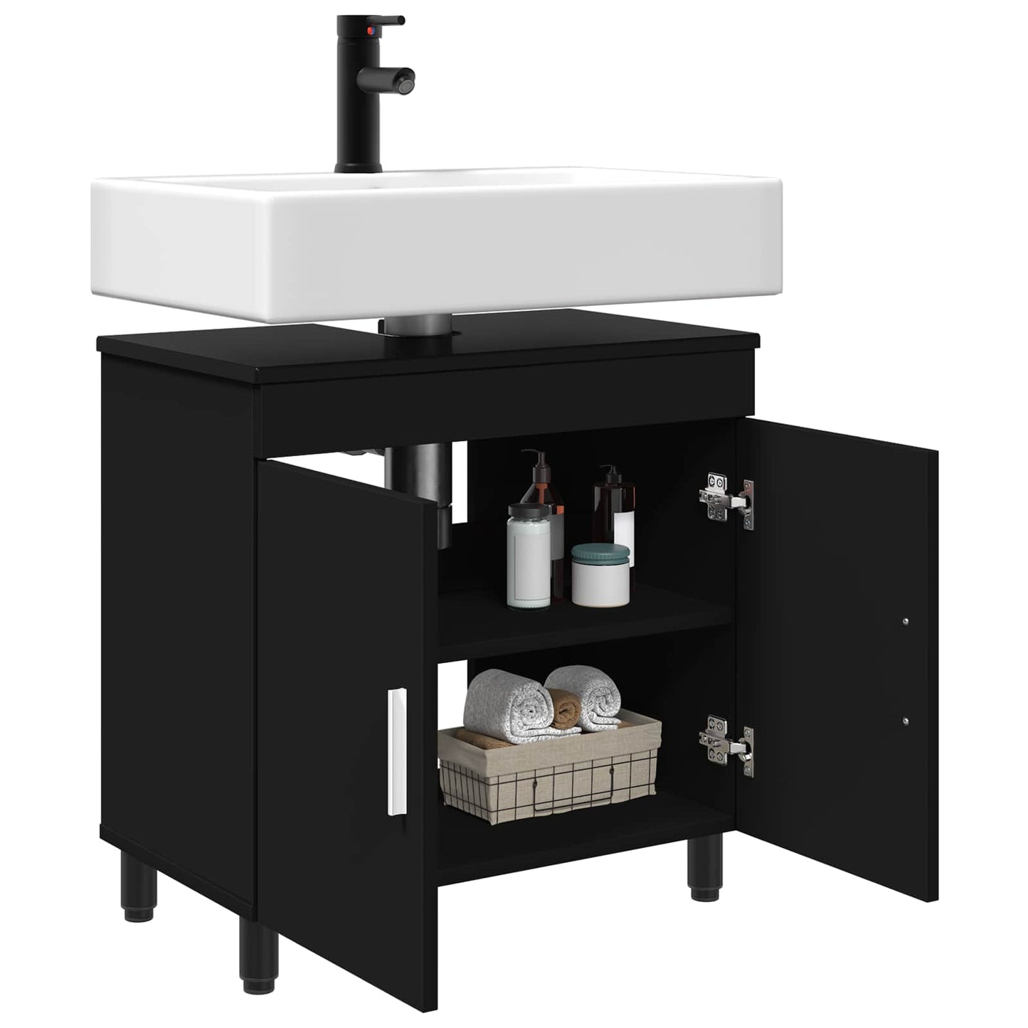 vidaXL Bathroom Vanity Unit Black 60 x 35 x 60 cm Engineered Wood