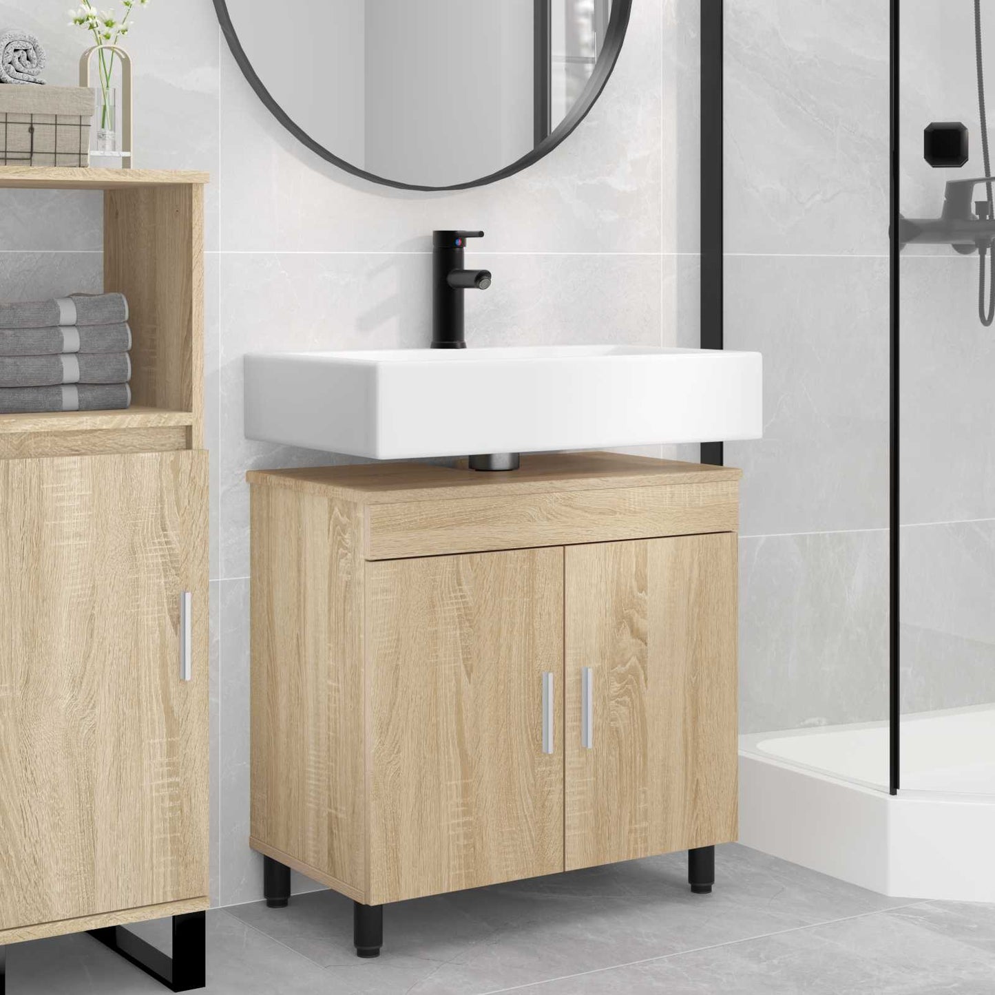 vidaXL Bathroom Vanity Unit Sonoma Oak 60 x 35 x 60 cm Engineered Wood