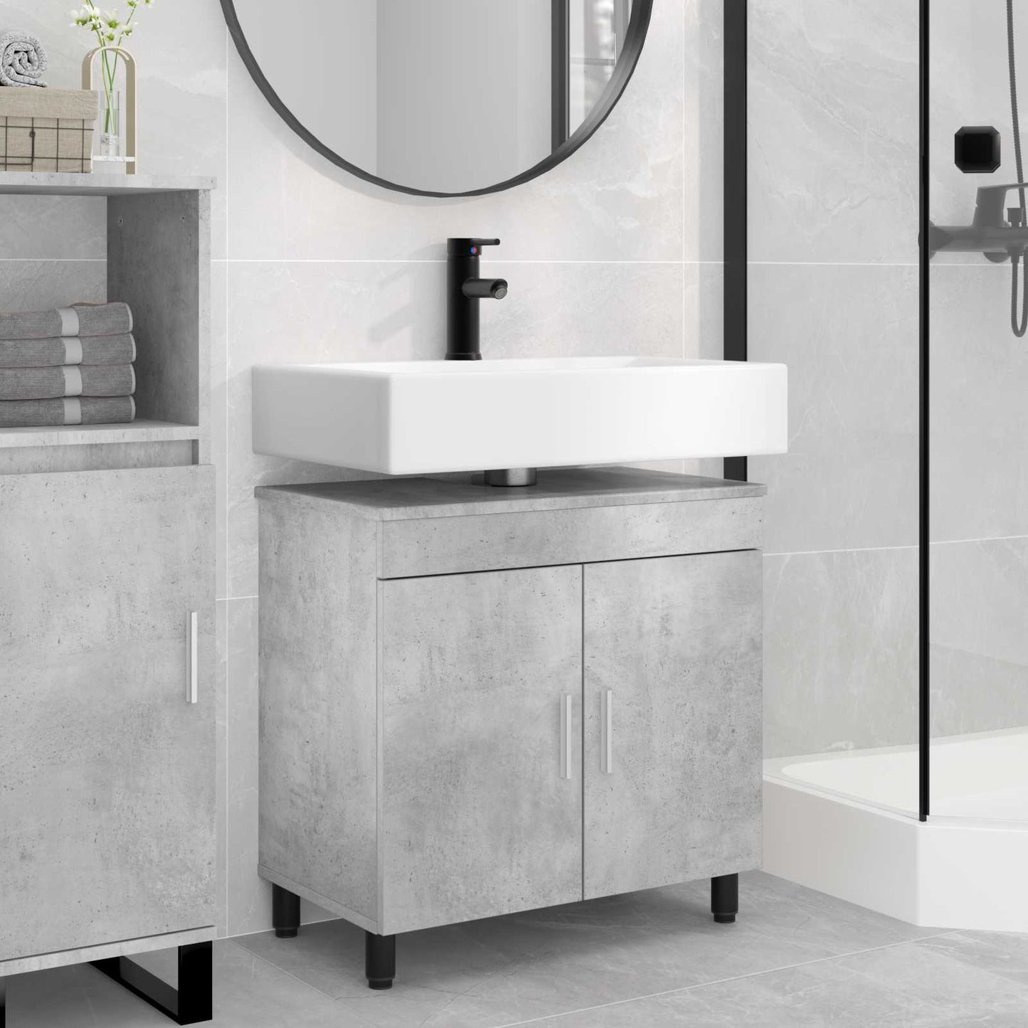 vidaXL Bathroom Vanity Unit Concrete Grey 60 x 35 x 60 cm
