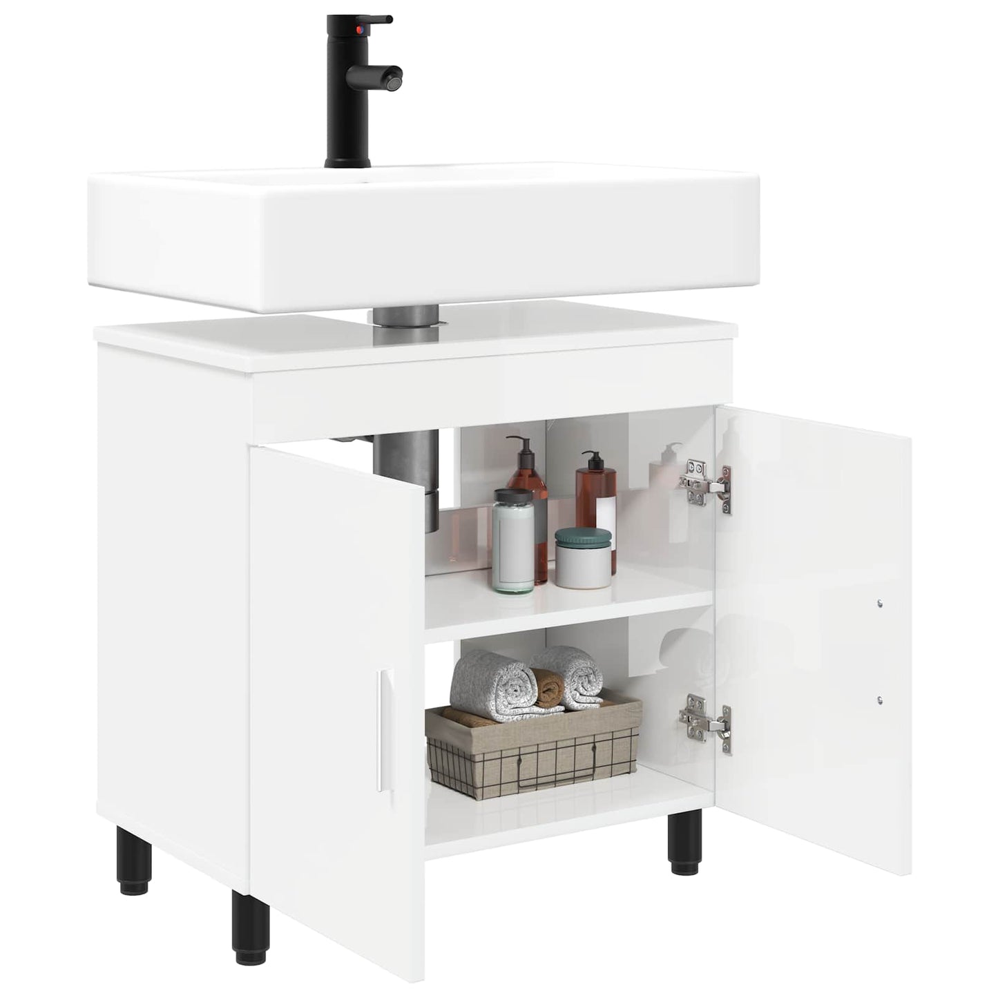 vidaXL Bathroom Vanity Unit High Gloss White 60 x 35 x 60 cm