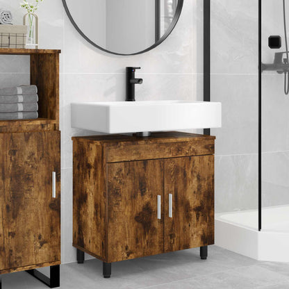 vidaXL Bathroom Vanity Unit Smoked Oak 60 x 35 x 60 cm Engineered Wood