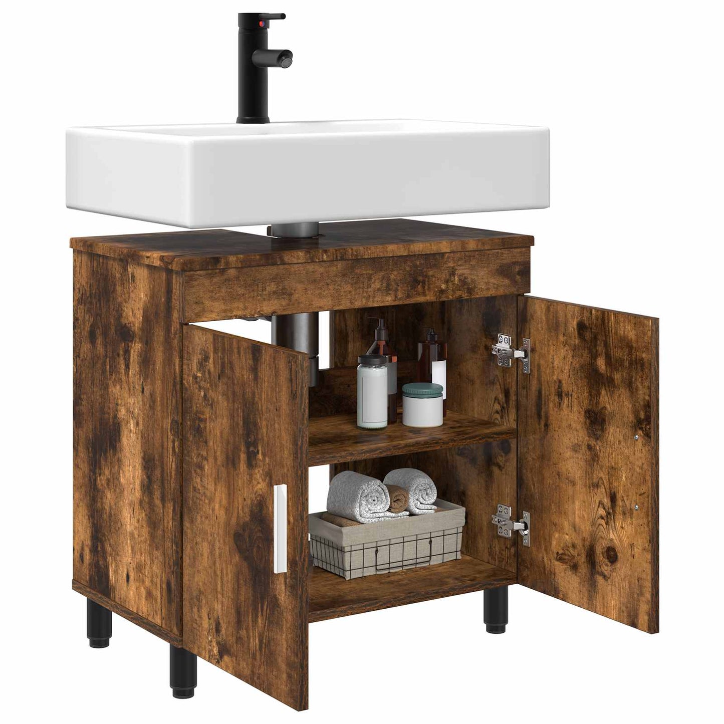 vidaXL Bathroom Vanity Unit Smoked Oak 60 x 35 x 60 cm Engineered Wood