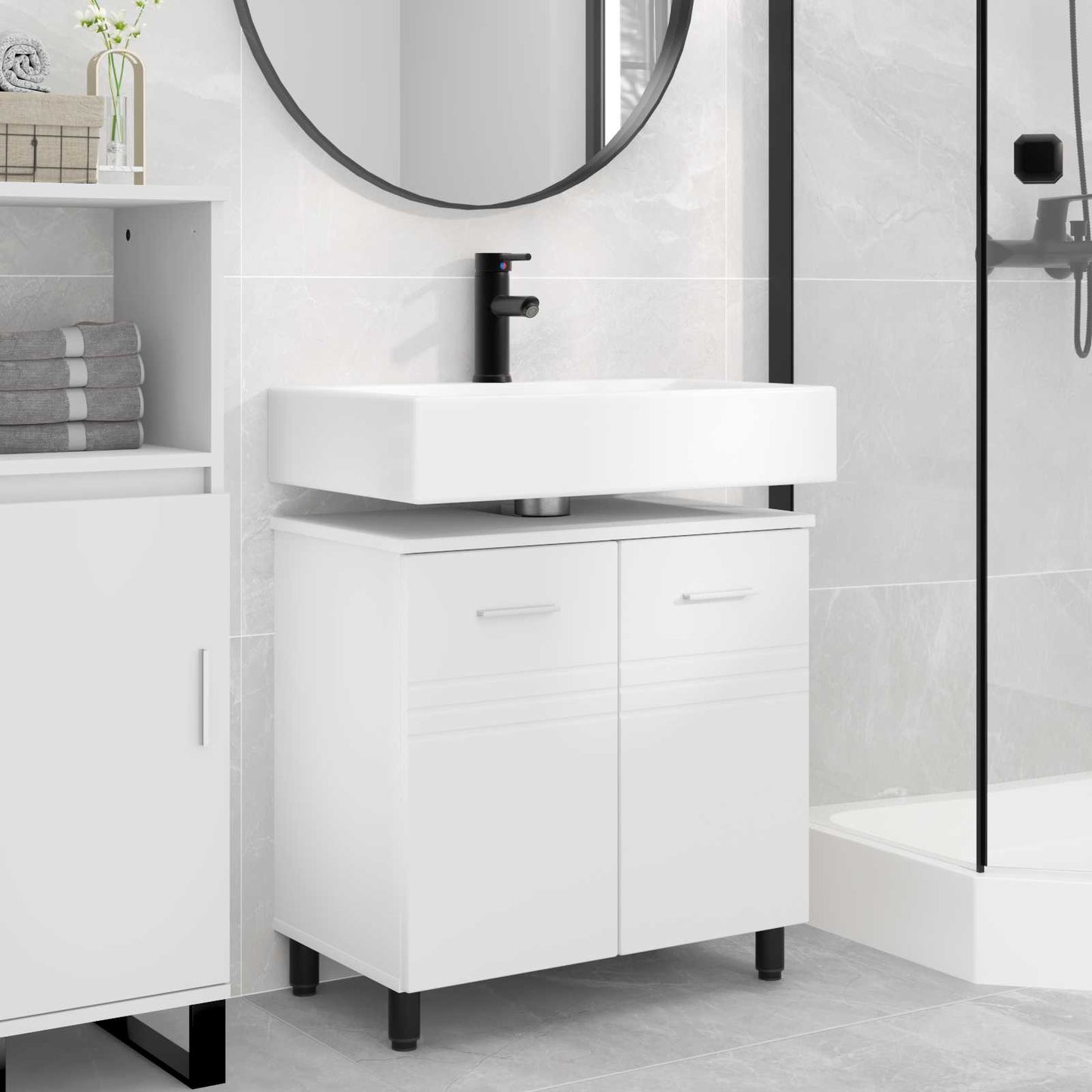 vidaXL Bathroom Vanity Unit White 60 x 35 x 60 cm Engineered Wood