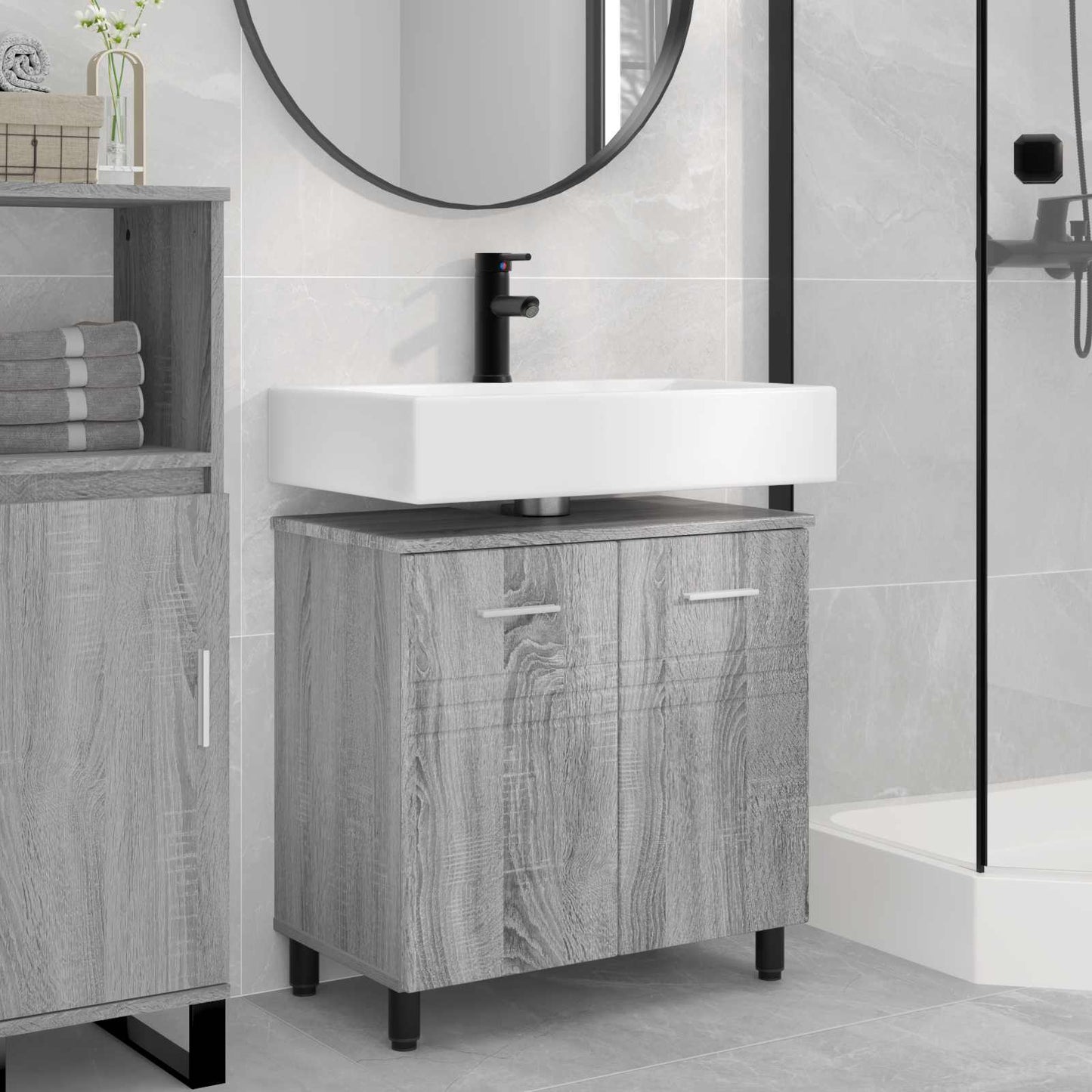 vidaXL Bathroom Vanity Unit Grey Sonoma 60 x 35 x 60 cm