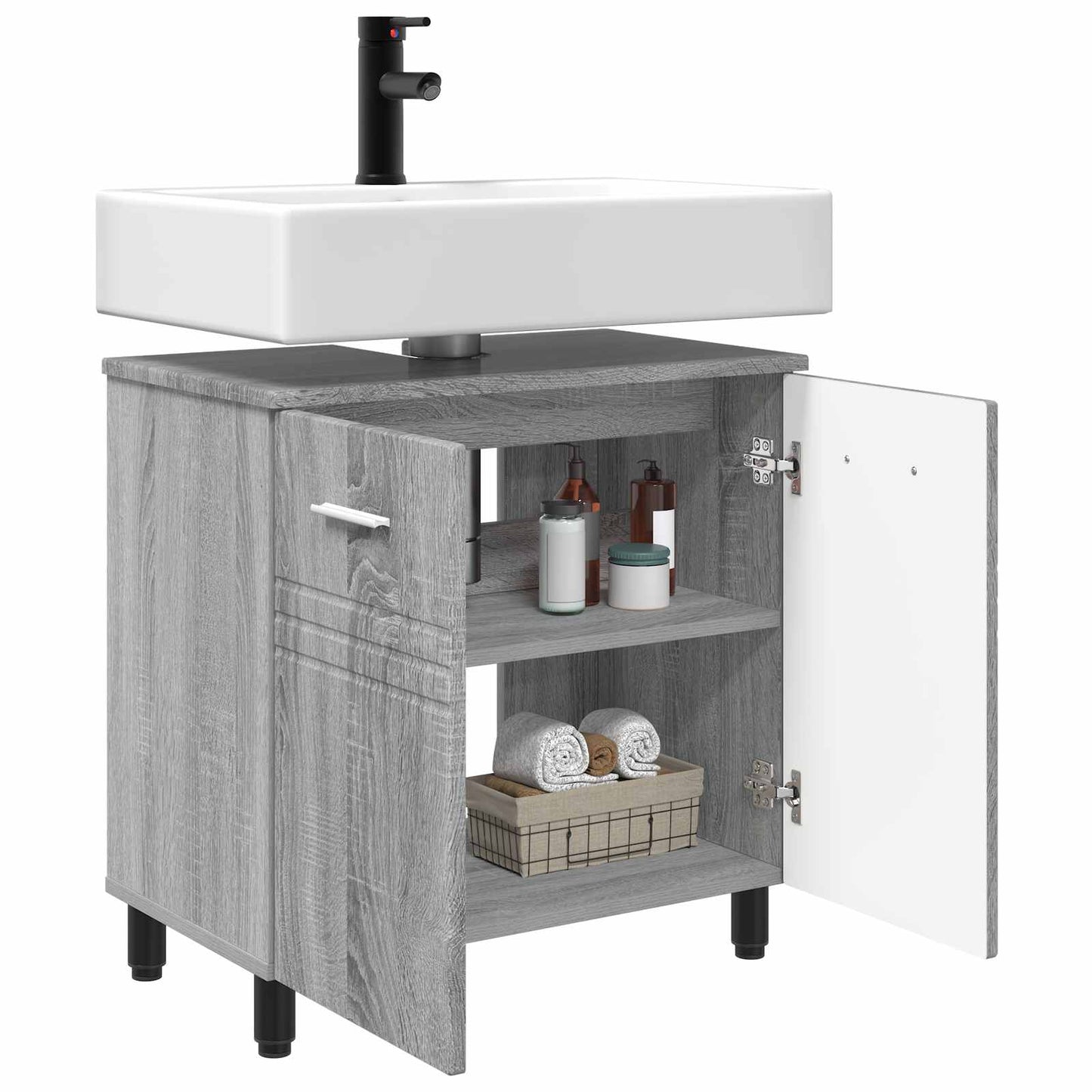 vidaXL Bathroom Vanity Unit Grey Sonoma 60 x 35 x 60 cm